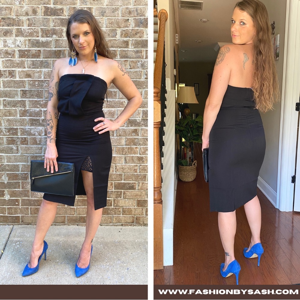 Black side slit detail dress